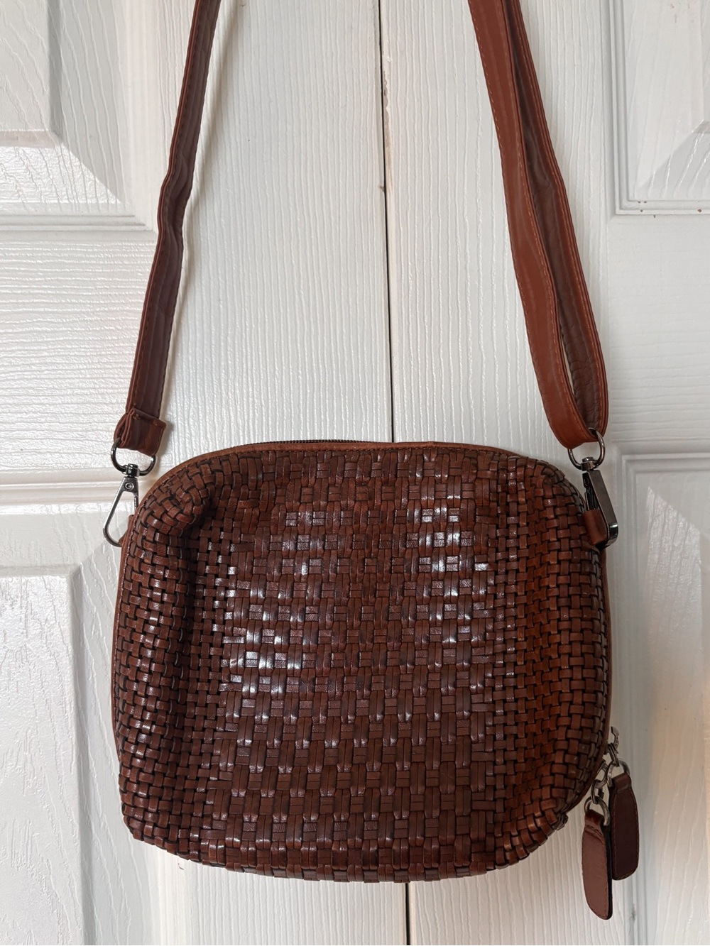 Vintage CEM Woven Leather Mini Bag Brown Crossbody | Western Boho Artisan